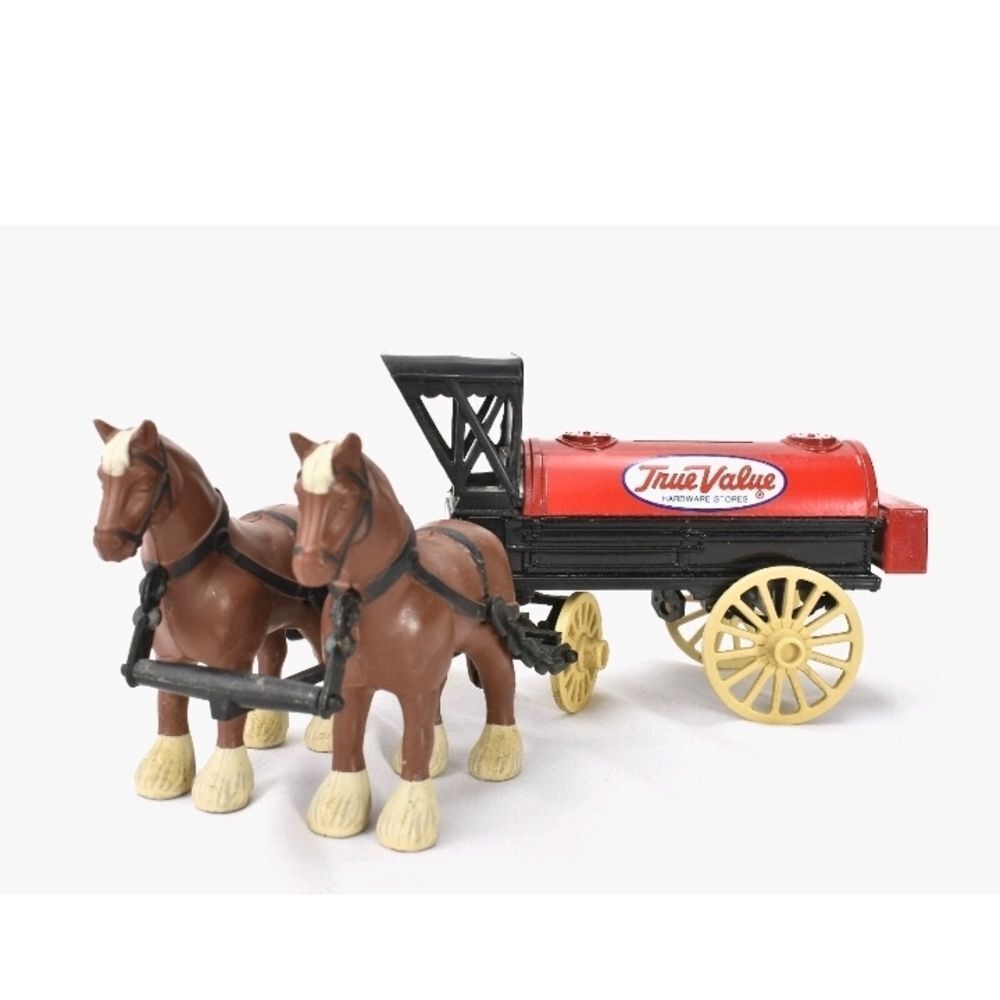 ERTL True Value Hardware Advertisement 1990 Horse Wagon Coin Bank Die-Cast Metal